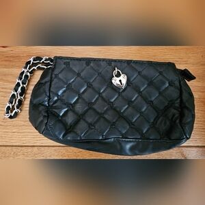 Victoria's Secret Black Quilted Clutch with Silver Chain